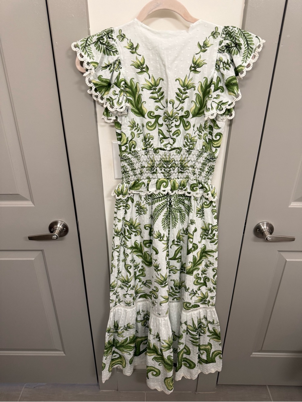 FARM Rio White & Green Botanical Tiered Maxi Dress - Picture 3 of 4